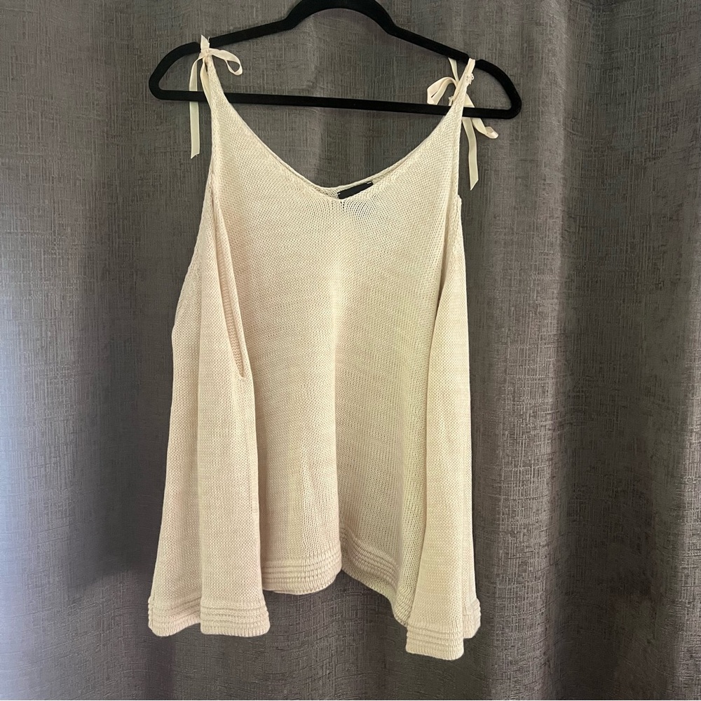Lumiere cold shoulder knit tie top sweater